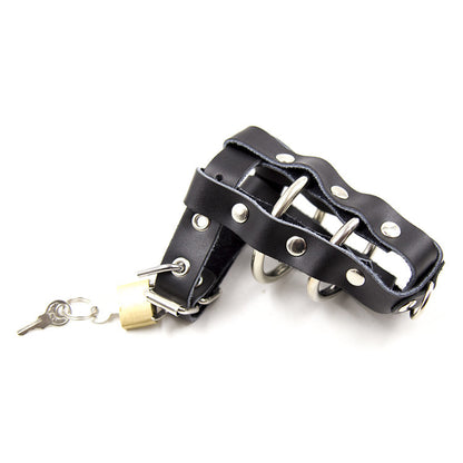 Sissified Leather Buckling Chastity Cock Cage - Black - image 0
