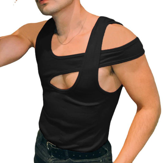 Irregular Tank Tops Sleeveless - Black - L - image 1
