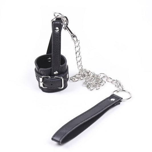 Penis Balls on Leash CBT Bondage  - Black - image 0