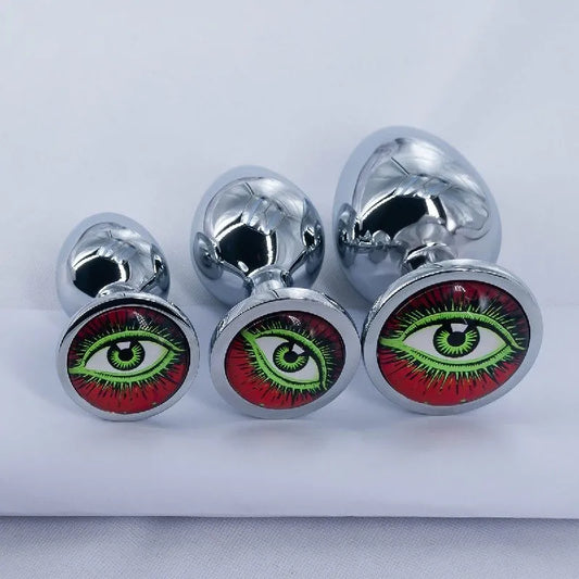 3-Round Jewel Butt Plug - Green - image 0
