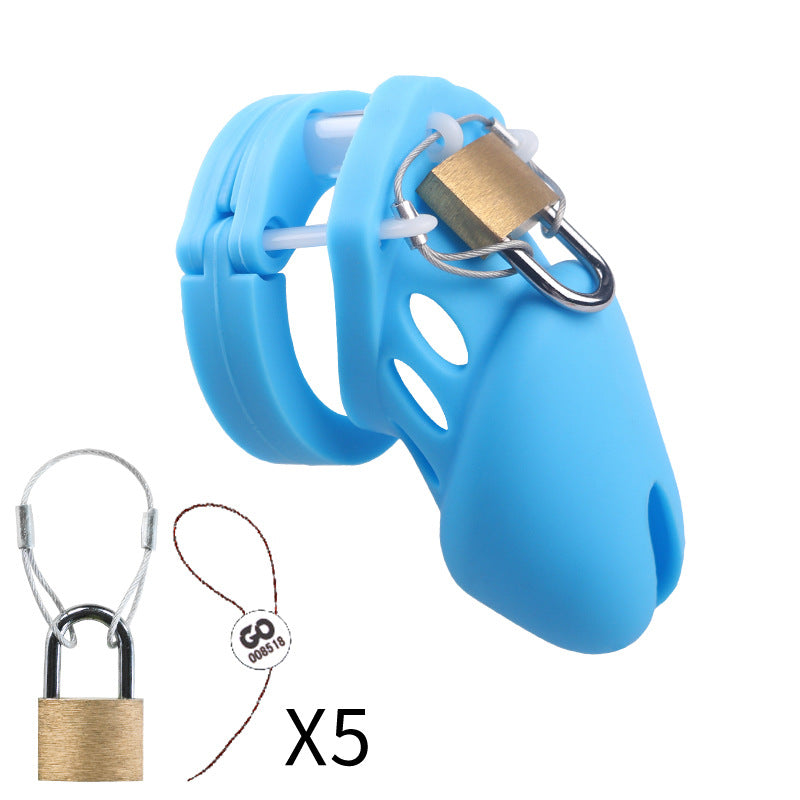 Male's Silicone Device Cage 2.76 inches and 3.54 inches long(all rings included) - Blue - 2.76 inches - image 9