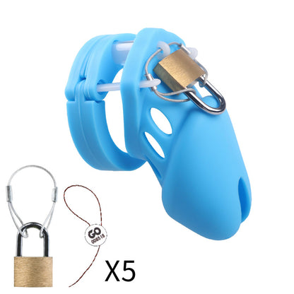 Male's Silicone Device Cage 2.76 inches and 3.54 inches long(all rings included) - Blue - 2.76 inches - image 9
