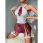 Naughty Schoolgirl Cosplay Outfit – Red Plaid Pleated Skirt with Tie - image 4