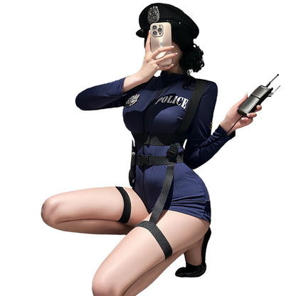Elegant Officer-style Fitted Police Costume - Blue - One Size - image 4