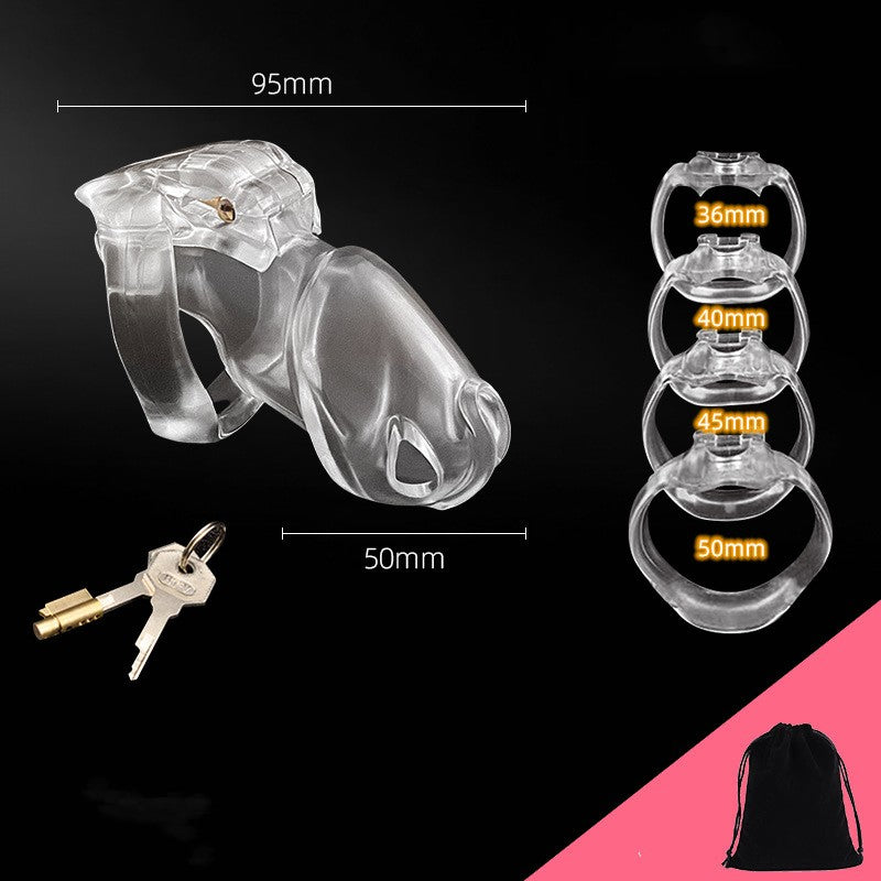 Transparent Chastity Cage Includes 4 Rings - Medium - image 3