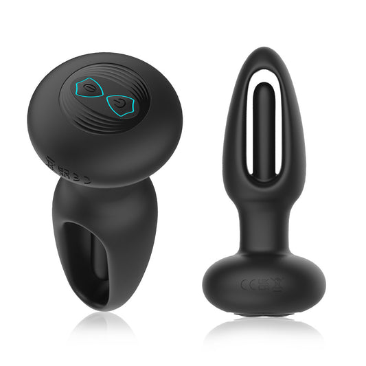 Vibrating Hollow Butt Plug - Black - image 0
