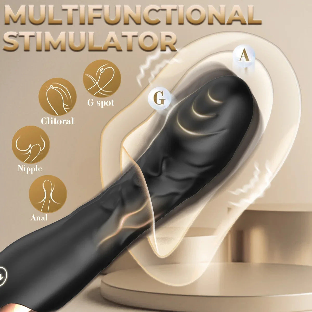 7.68" × 1.54" Silicone Vibrating Wand For Female - image 3