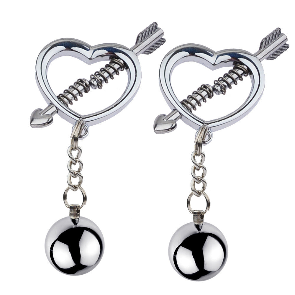 BDSM Heart Shape Nipple Clamps Nipple Clips - Silver - image 0