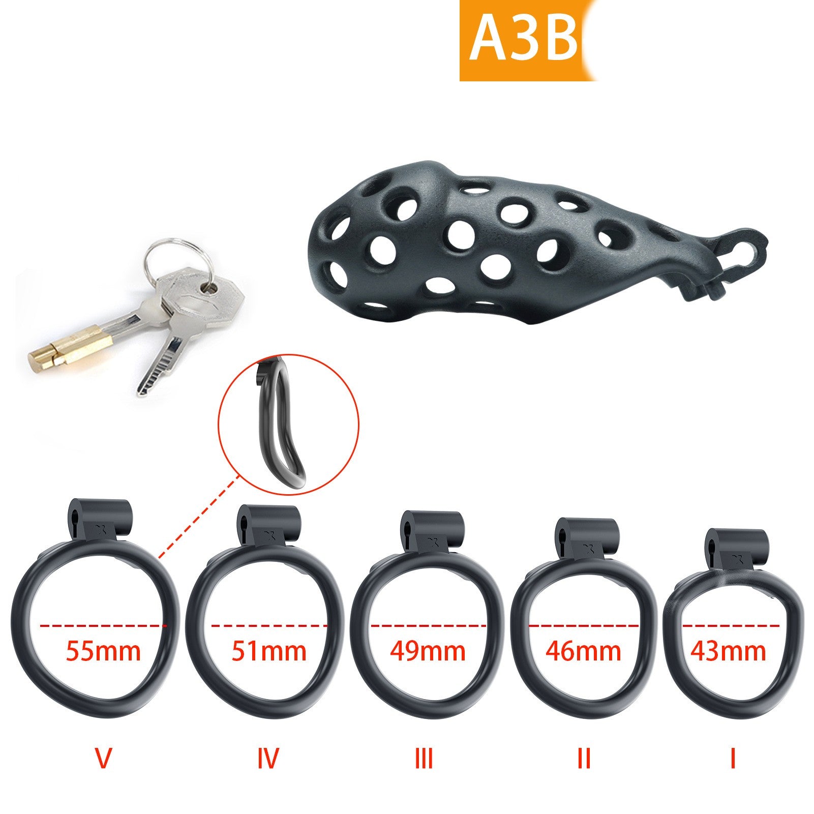 Cobra CB Lock Male Chastity Cage - XXL - Curved Ring - image 7