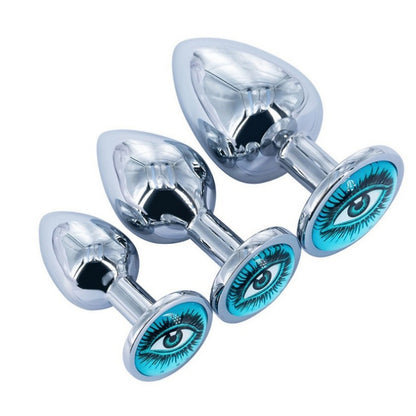 3-Round Jewel Butt Plug - Light Blue - image 3