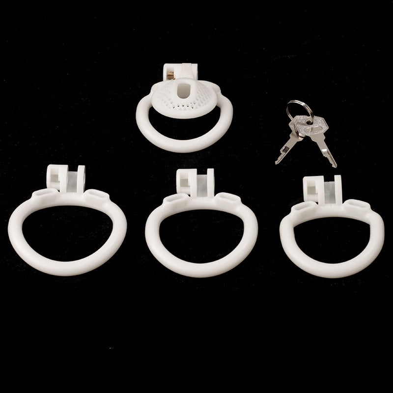 Innie/Micro/Stub Chastity Cage for Sissy Play with 3 Size Rings - B - White - Micro - image 7