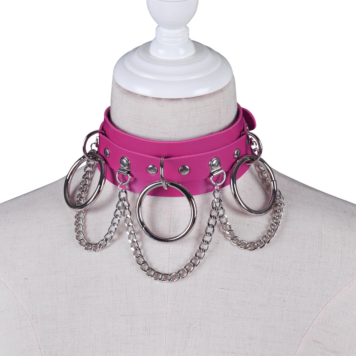 Unisex Punk PU Leather Choker Rock  - Rose - image 11