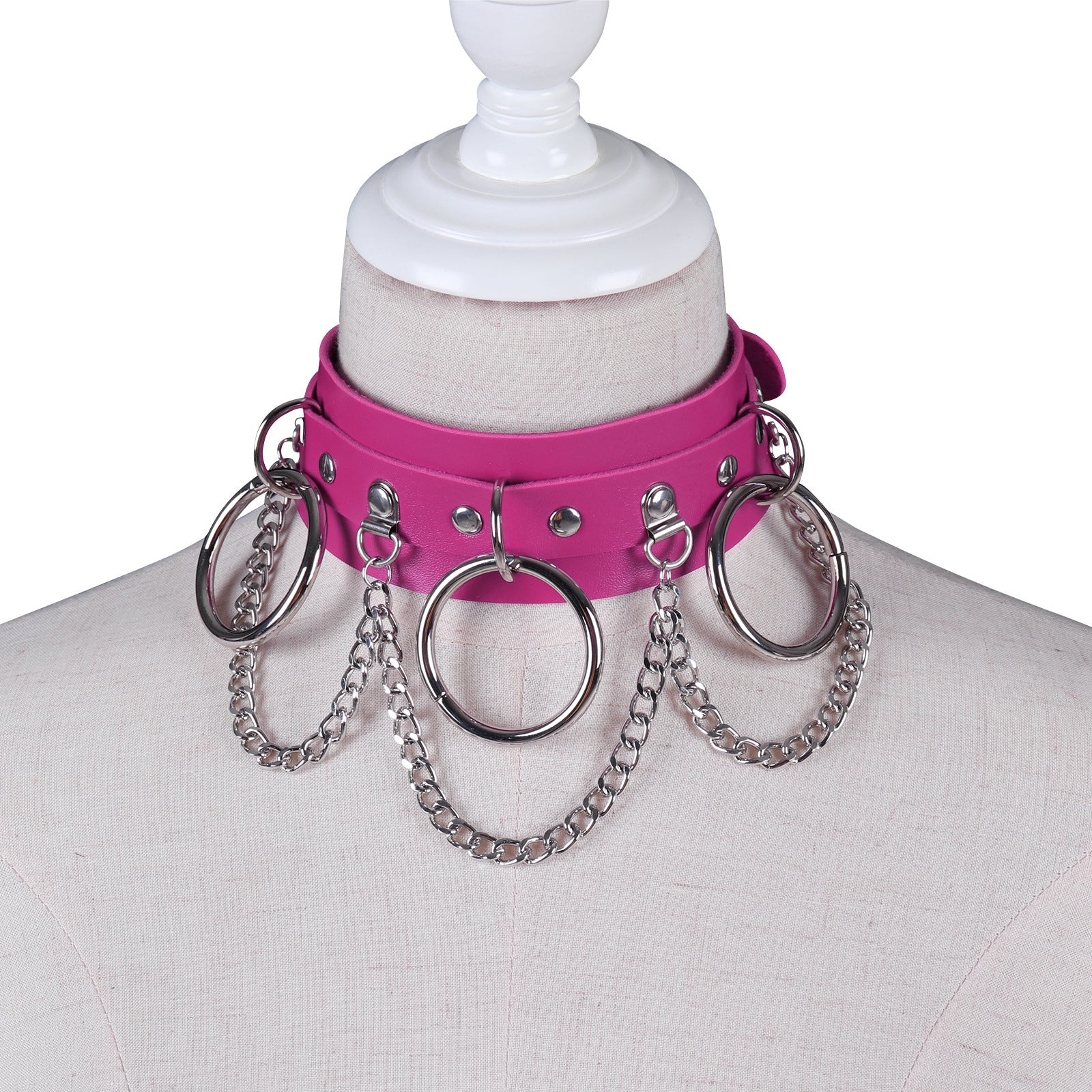 Unisex Punk PU Leather Choker Rock  - Rose - image 11