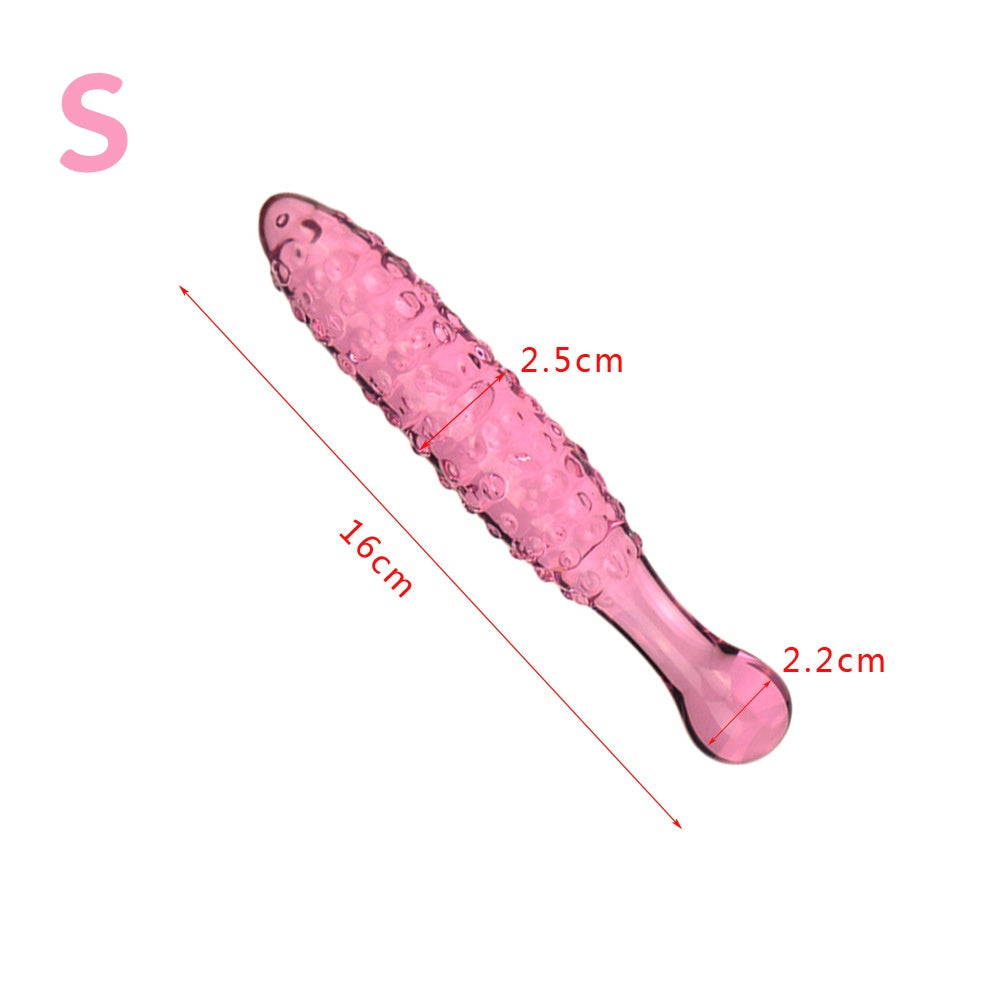 Shaped Glass Butt Plug - Pink - S - image 3