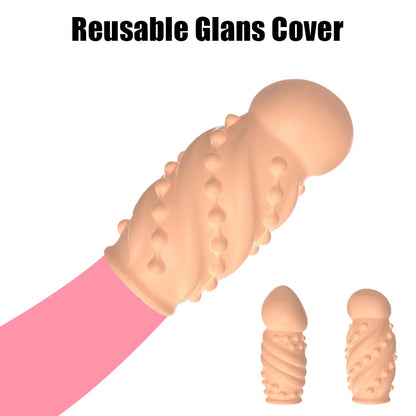 Condoms Dick Sleeve Delay Ejaculation 2PCS Glans Cover Reusable Cock Ring - image 0
