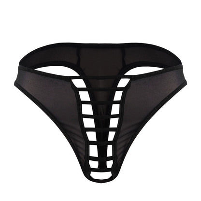 Men's Sexy Spaghetti String Nylon Thong - Black - image 9