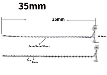 le Petit Julien Style Beaded Urethral Sounding - Length: 35mm - Beads Width: 8mm+10mm - image 2