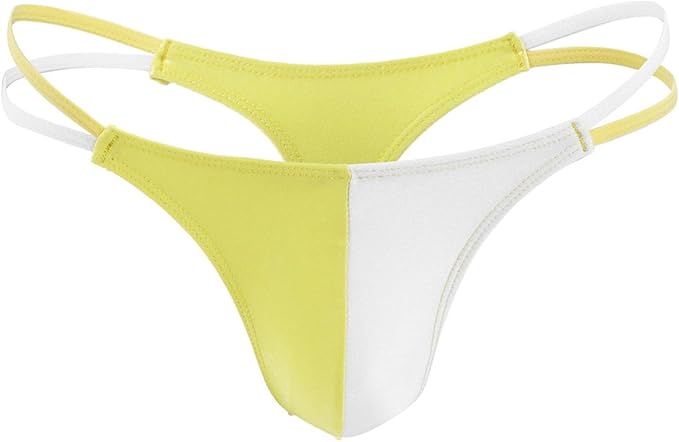 Men's Sexy Mini Thong - Yellow and White - image 2
