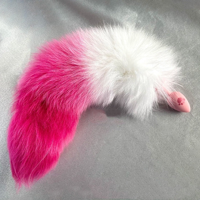 Cat Paws Fluffy Anal Butt Plug - White&rose tail - image 16