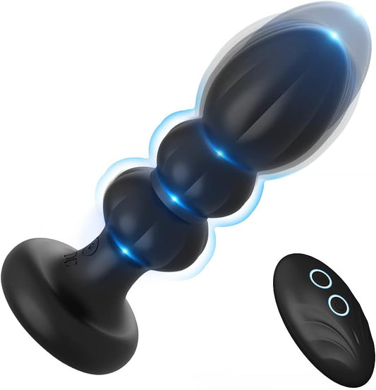 Vibrating Thrusting Silicone Butt Plug - Triple-Section Upgrade Version - Remote Control - image 0