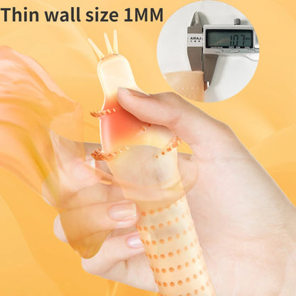 Vibrating Condoms Penis Sleeve Delay Ejaculation Thorn Dot G Spot Cover  - image 2