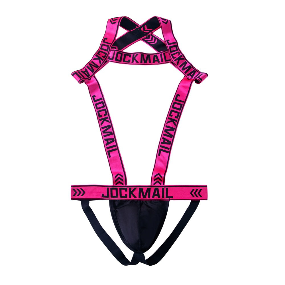 Jockmail Mens Harness With Jockstrap Bodysuit - Rose - XL - image 14