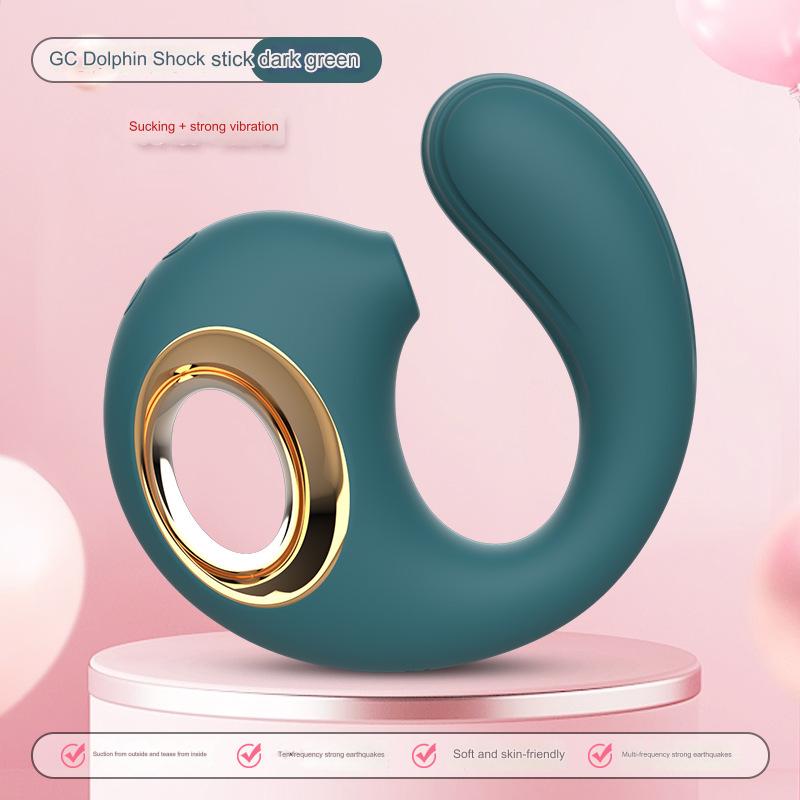 Dolphin Vibrator G-spot, Clitoris, And Labia Sucker - Green - image 4