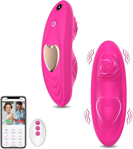 9+9 Vibration Modes APP Remote Control Mini Butterfly Vibrator - Rose - image 0