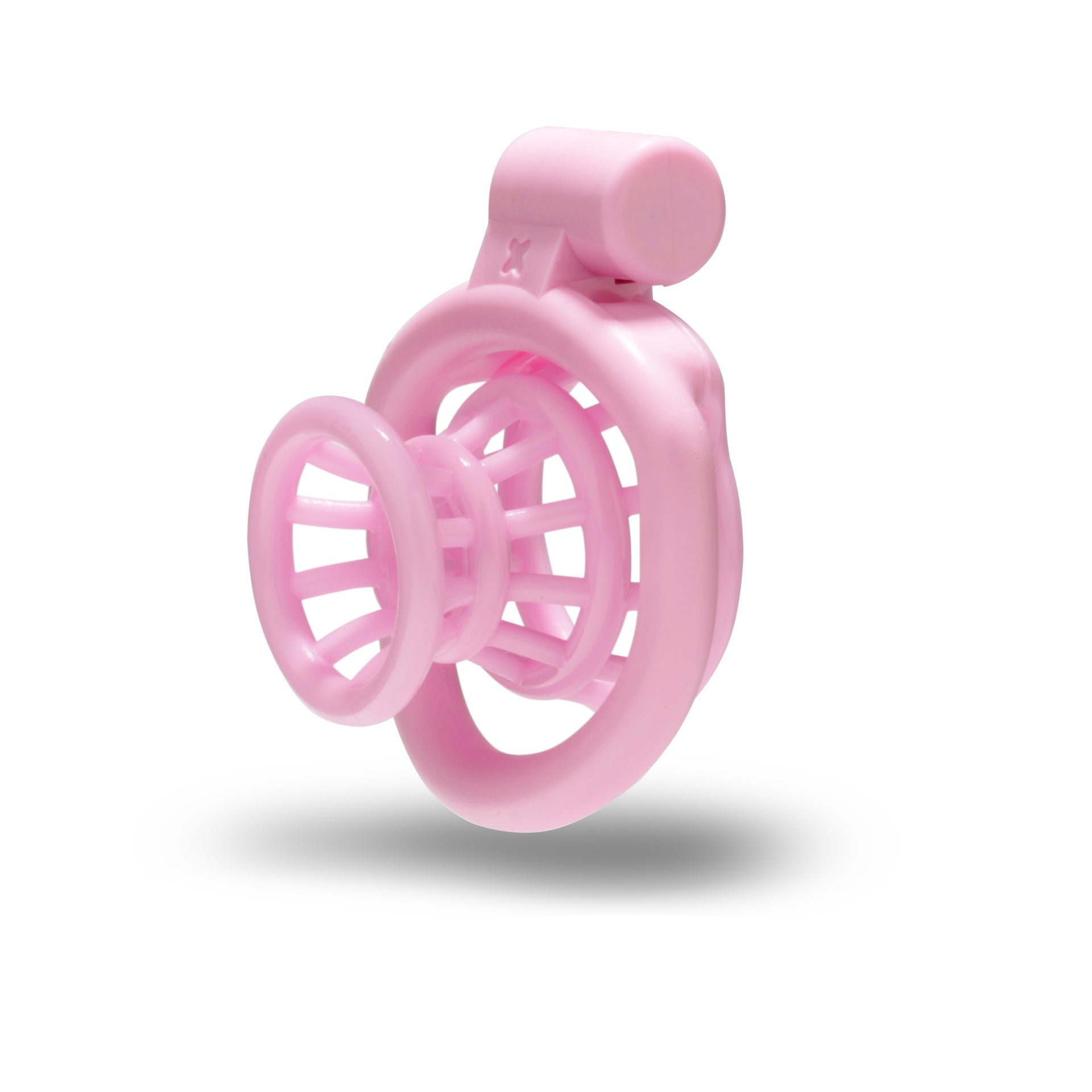 ABS Negative Chastity Cage for Men Lightweight with 4 Rings  - Pink - B - image 8