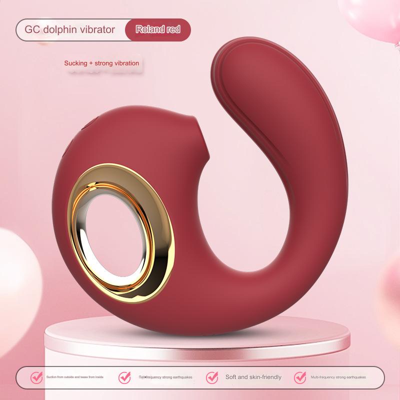 Dolphin Vibrator G-spot, Clitoris, And Labia Sucker - Red - image 3