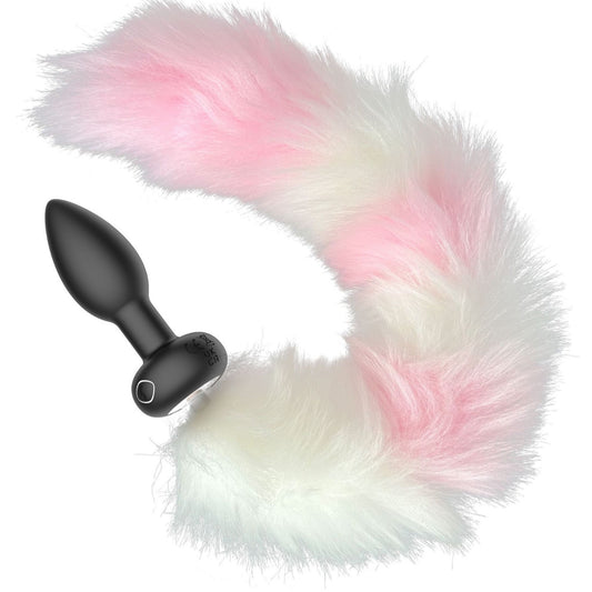 19.68" Long Slim Vibrating Fox Tail Plug With Remote Control - image 0