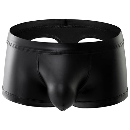 Sexy PU Leather Open Butt Thong Shorts Underwear - image 3