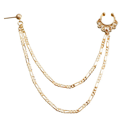Boho Nose Chain Jewelry – Fake Septum Ring with Ear Hoop & Crystal Nose Ring - B - image 5