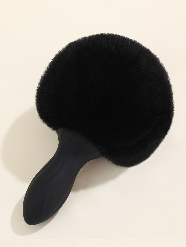 Sexy Bunny Tail Vibrating Silicone Anal Plug - Black - image 7