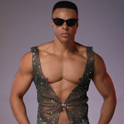 Starluxe Mesh Sparkle Top – Style C - Black - XL - image 0