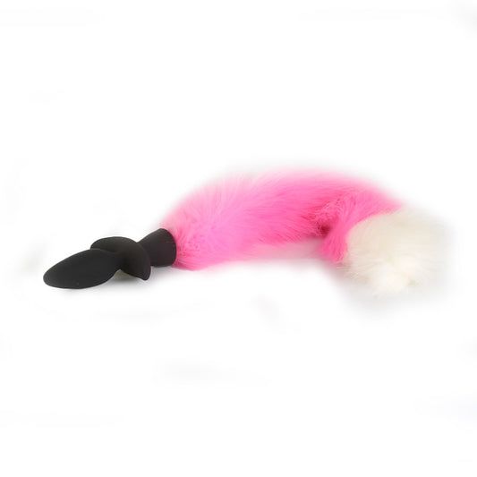 Detachable Fox Tail Silicone Anal Plug - Pink tail - image 1