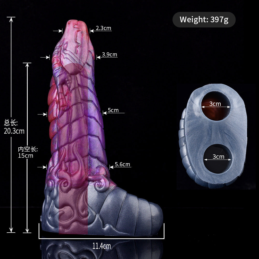 Silicone Cock Sleeve Monster Dragon Big Knot Penis Extender - F - image 8