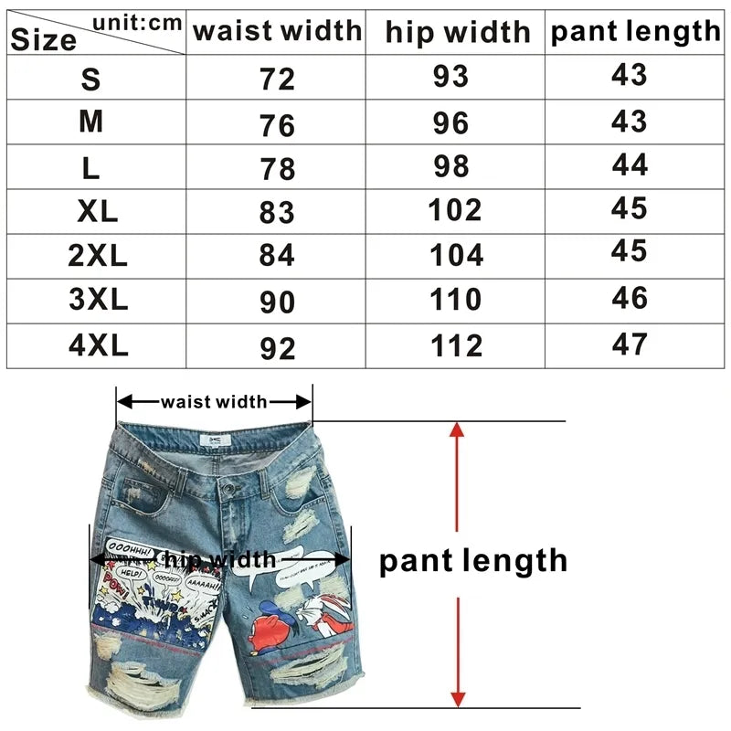 Fashion Mens Jeans Print Jean Shorts - image 5