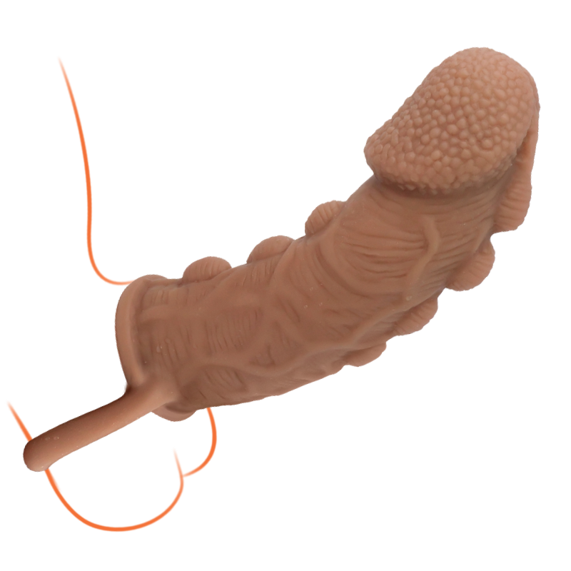 Beaded Silicone Penis Sleeve  - Beige - image 5