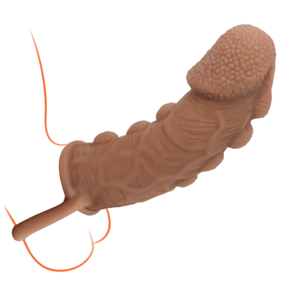 Beaded Silicone Penis Sleeve  - Beige - image 5
