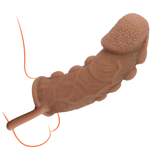 Beaded Silicone Penis Sleeve  - Beige - image 5