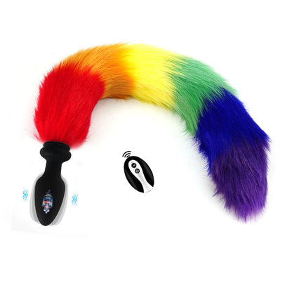 Multicolor Fox Tail Light Up Butt Plug - Multicolor - image 36