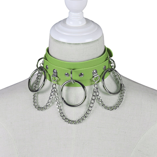 Unisex Punk PU Leather Choker Rock - Light Green - image 0