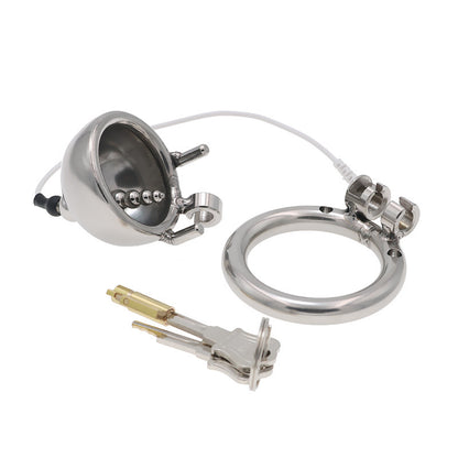 Stainless Steel Locking Chastity Cage with Urethral Tube (40mm–50mm Rings) - image 2