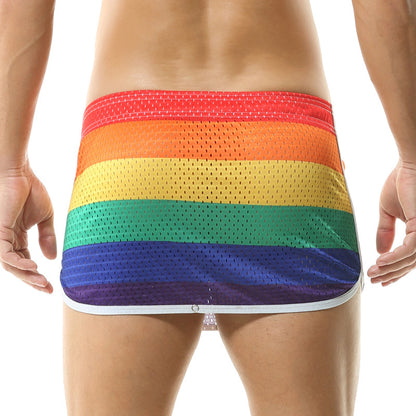 Men Sexy Rainbow Breathable Mesh Skirt Elastic Boxer Shorts  - image 6