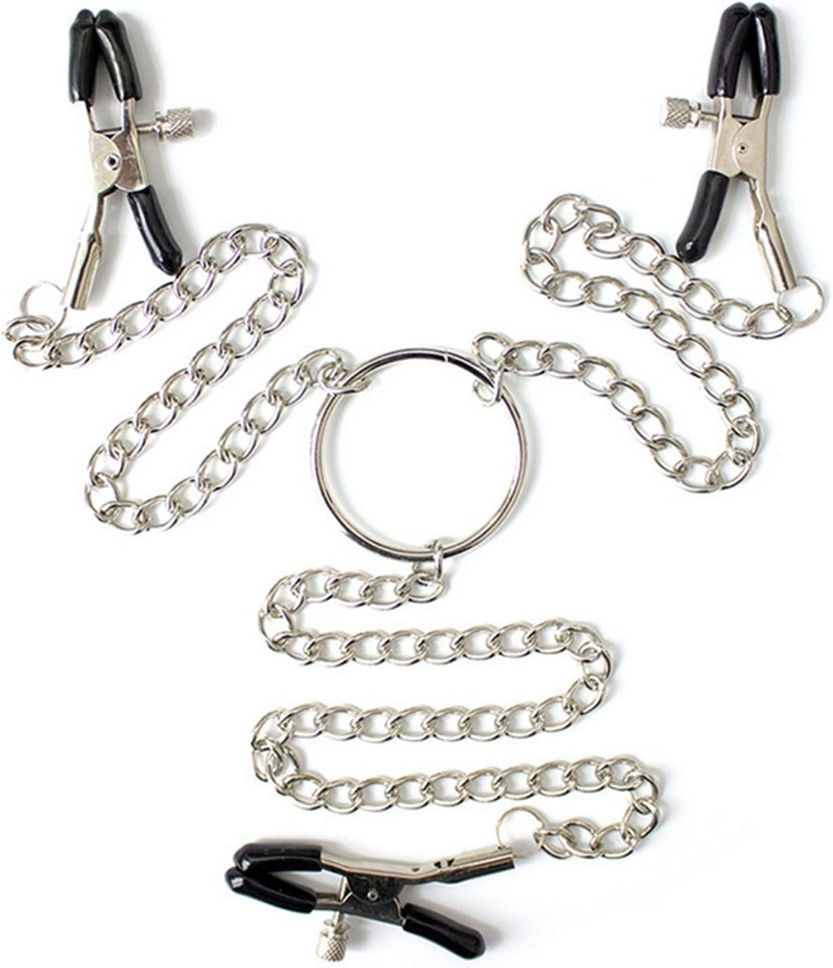 Metal Chain Nipple Clamps 3-Point Clips  - Silver - image 2