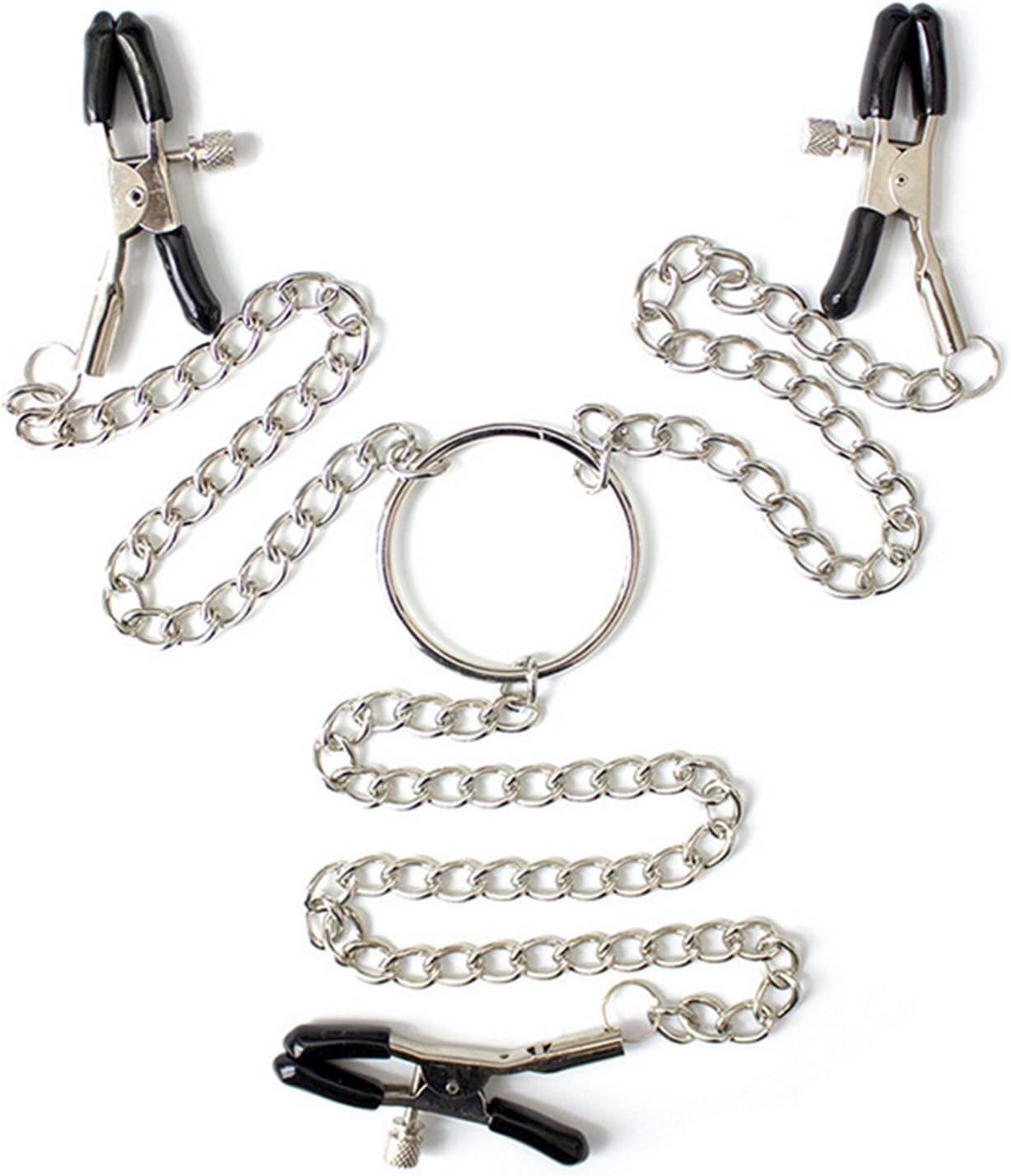 Metal Chain Nipple Clamps 3-Point Clips  - Silver - image 2