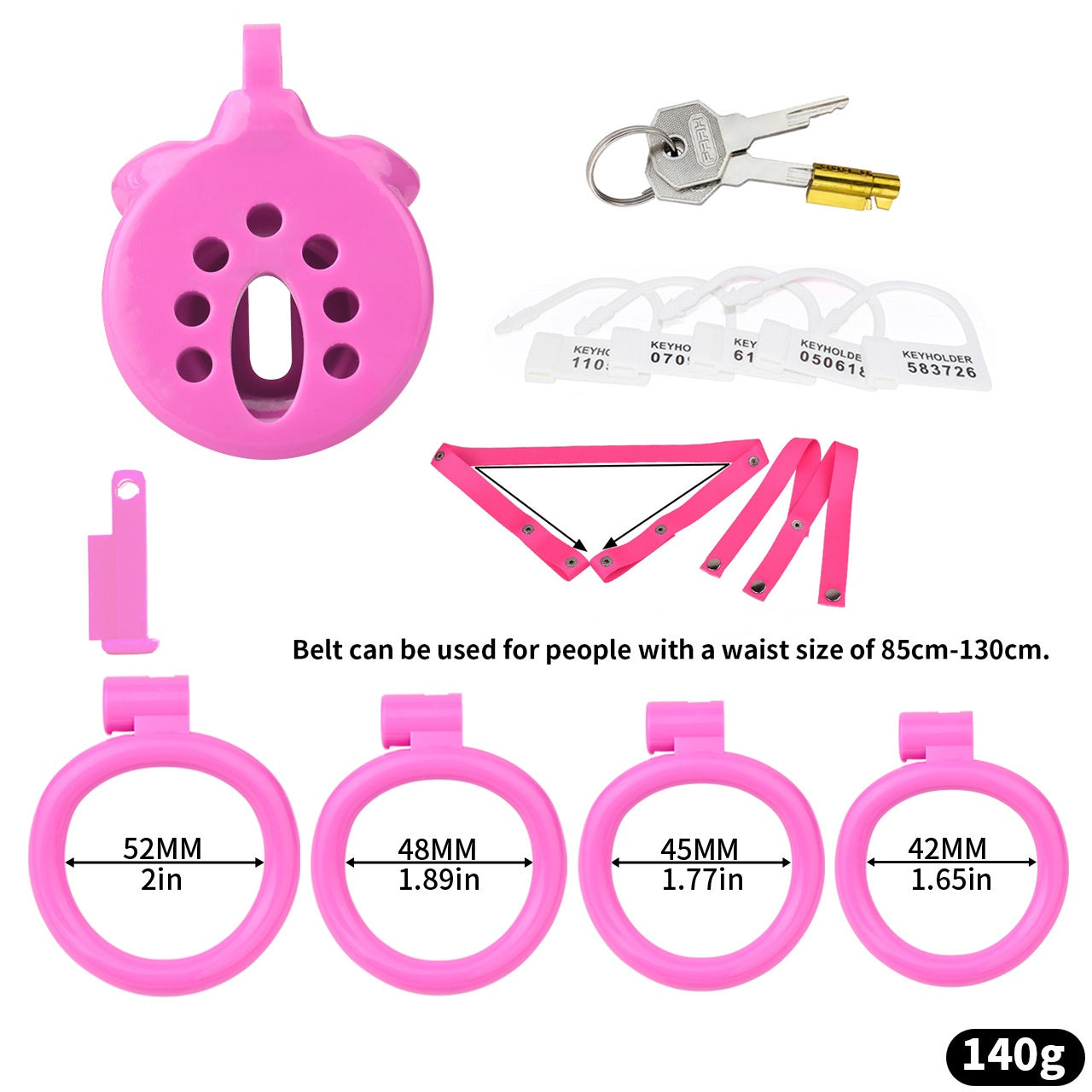 Breathable Chastity Cage - B - Pink With Belt - image 10