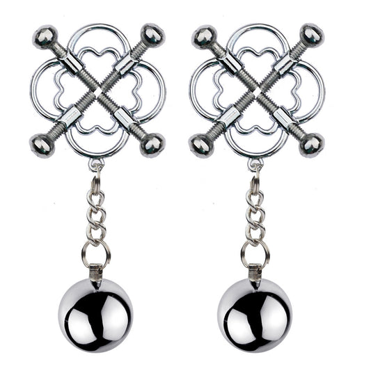 BDSM Clover Nipple Clamps Nipple Clips - Silver - image 0