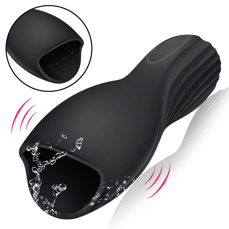 Vibrating Cock Ring Glan Ring Penis Training 10 Modes Men Masturbator - Black - image 2